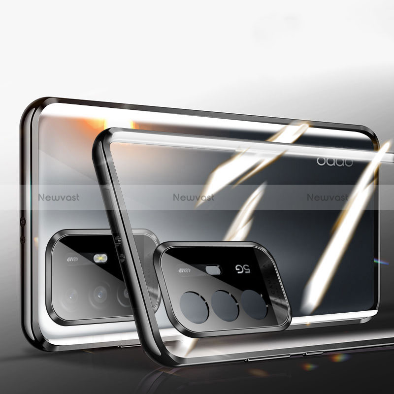 Luxury Aluminum Metal Frame Mirror Cover Case 360 Degrees P01 for Oppo Reno5 Z 5G