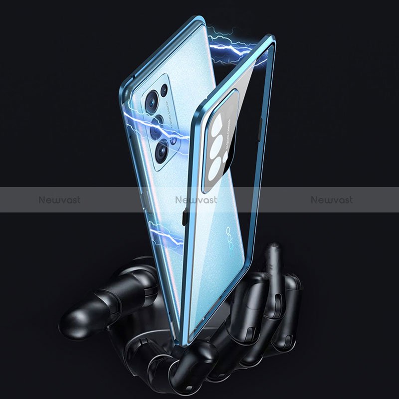 Luxury Aluminum Metal Frame Mirror Cover Case 360 Degrees P01 for Oppo Reno6 Pro 5G