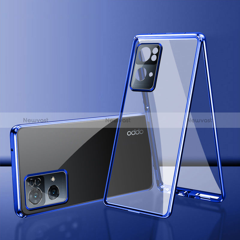 Luxury Aluminum Metal Frame Mirror Cover Case 360 Degrees P01 for Oppo Reno7 Pro 5G