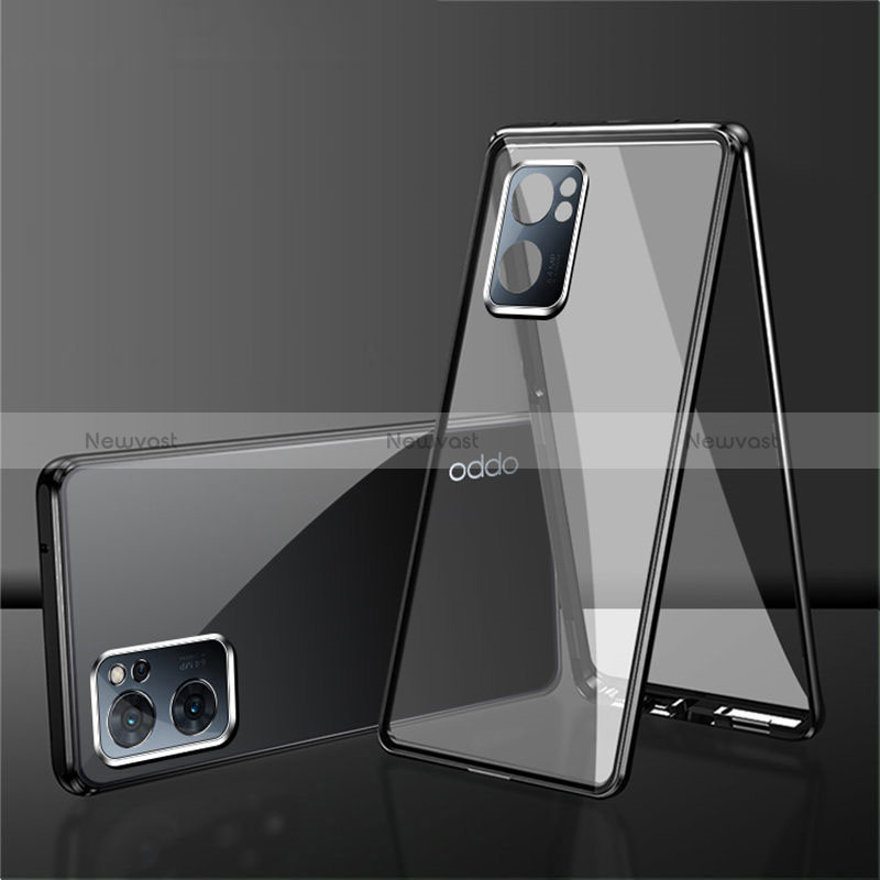 Luxury Aluminum Metal Frame Mirror Cover Case 360 Degrees P01 for Oppo Reno7 SE 5G