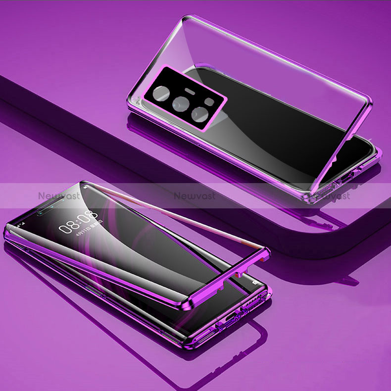 Luxury Aluminum Metal Frame Mirror Cover Case 360 Degrees P01 for Vivo X70 Pro 5G