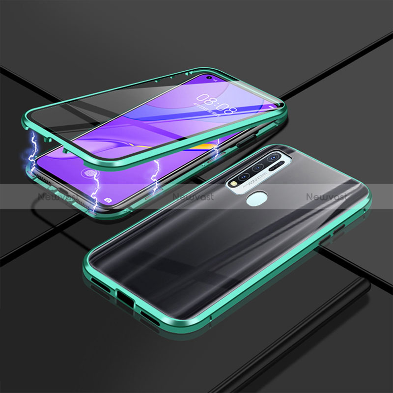 Luxury Aluminum Metal Frame Mirror Cover Case 360 Degrees P01 for Vivo Y50 Green