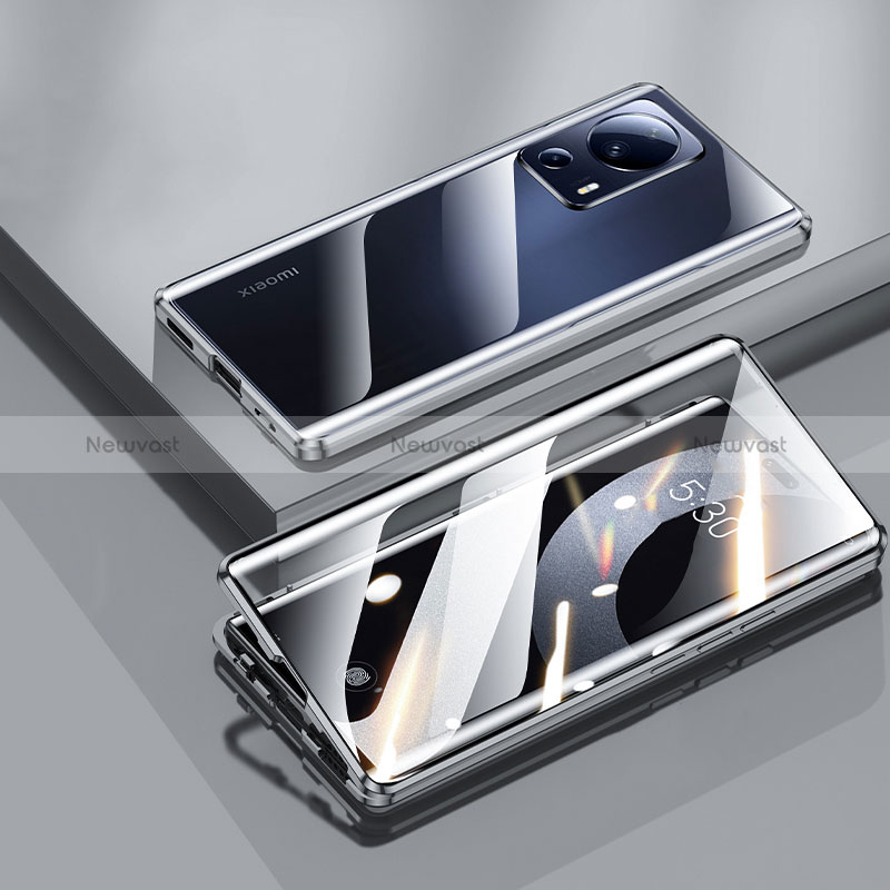 Luxury Aluminum Metal Frame Mirror Cover Case 360 Degrees P01 for Xiaomi Mi 12 Lite NE 5G Black