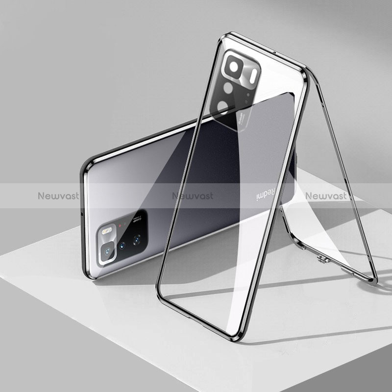 Luxury Aluminum Metal Frame Mirror Cover Case 360 Degrees P01 for Xiaomi Poco X3 GT 5G Black