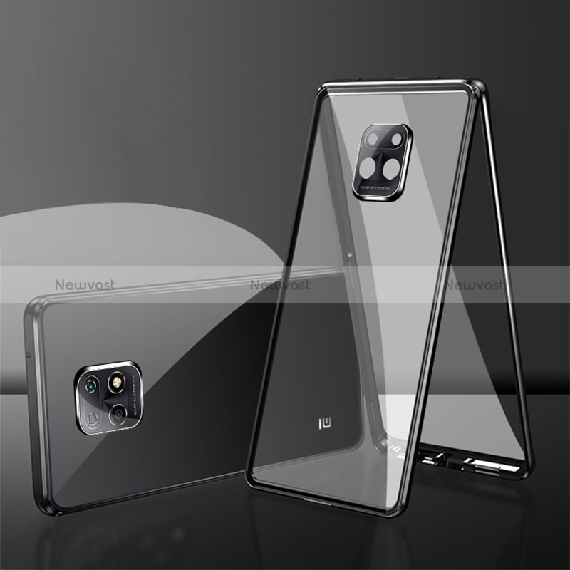 Luxury Aluminum Metal Frame Mirror Cover Case 360 Degrees P01 for Xiaomi Redmi 10X 5G Black