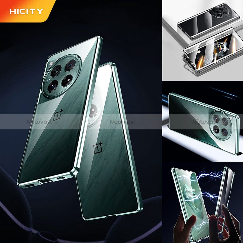 Luxury Aluminum Metal Frame Mirror Cover Case 360 Degrees P02 for OnePlus 12R 5G