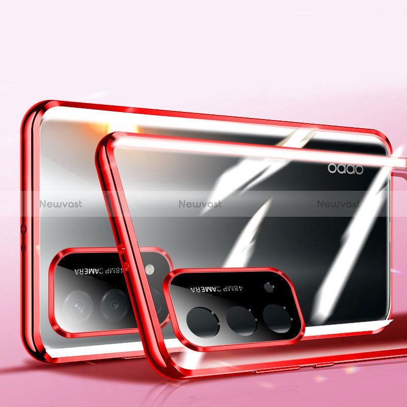 Luxury Aluminum Metal Frame Mirror Cover Case 360 Degrees P02 for Oppo A56 5G