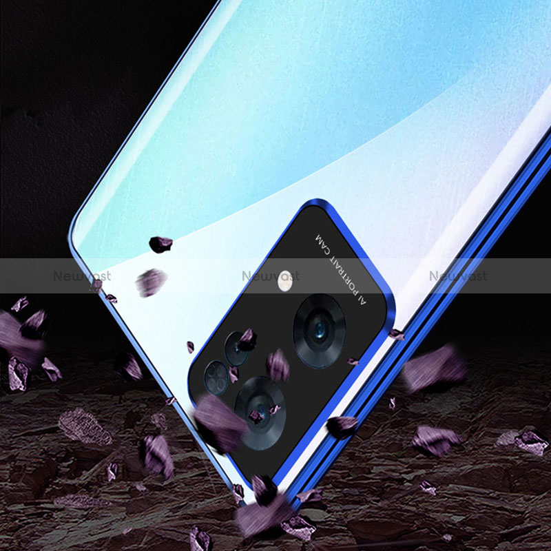 Luxury Aluminum Metal Frame Mirror Cover Case 360 Degrees P02 for Oppo Reno7 Pro 5G