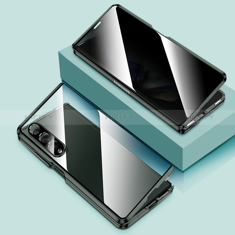 Luxury Aluminum Metal Frame Mirror Cover Case 360 Degrees P02 for Samsung Galaxy Z Fold4 5G Green