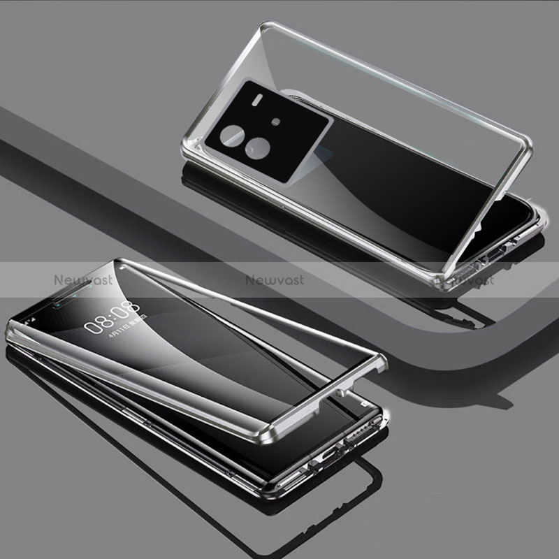 Luxury Aluminum Metal Frame Mirror Cover Case 360 Degrees P02 for Vivo iQOO Neo6 5G