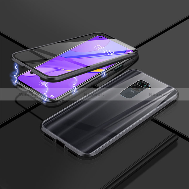Luxury Aluminum Metal Frame Mirror Cover Case 360 Degrees P02 for Xiaomi Redmi 10X 5G Black