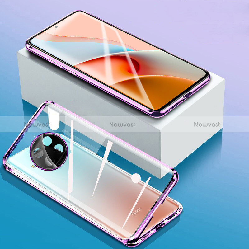 Luxury Aluminum Metal Frame Mirror Cover Case 360 Degrees P03 for Xiaomi Mi 10T Lite 5G Purple