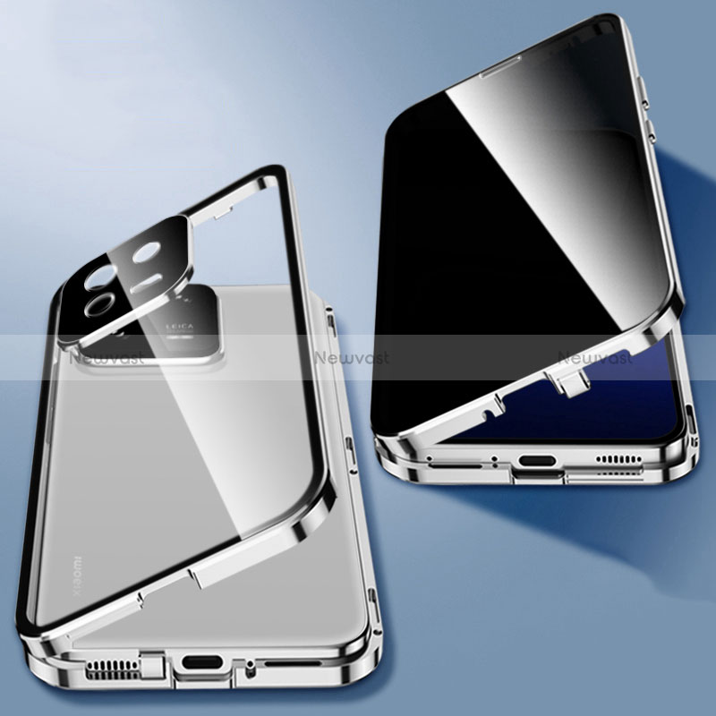 Luxury Aluminum Metal Frame Mirror Cover Case 360 Degrees P03 for Xiaomi Mi 13 5G Silver