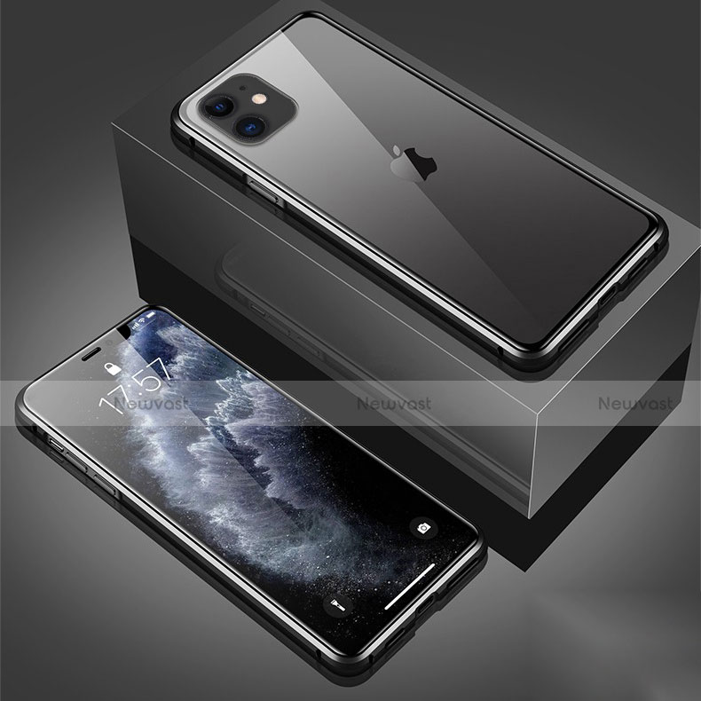 Luxury Aluminum Metal Frame Mirror Cover Case 360 Degrees T01 for Apple iPhone 11 Black