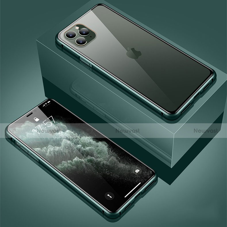 Luxury Aluminum Metal Frame Mirror Cover Case 360 Degrees T01 for Apple iPhone 11 Pro Max Green