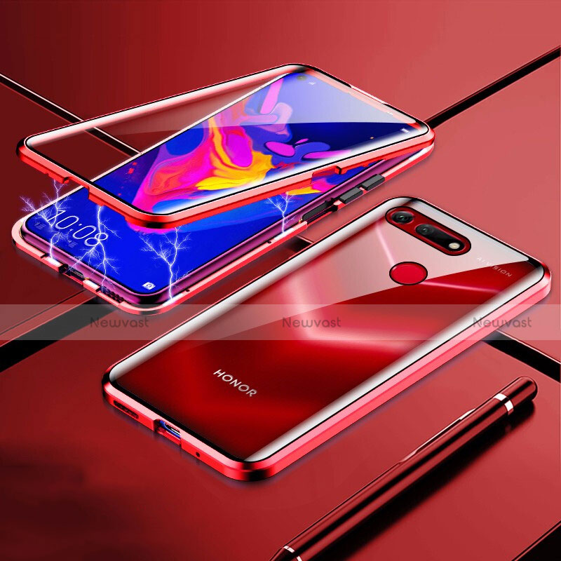 Luxury Aluminum Metal Frame Mirror Cover Case 360 Degrees T01 for Huawei Honor View 20 Red
