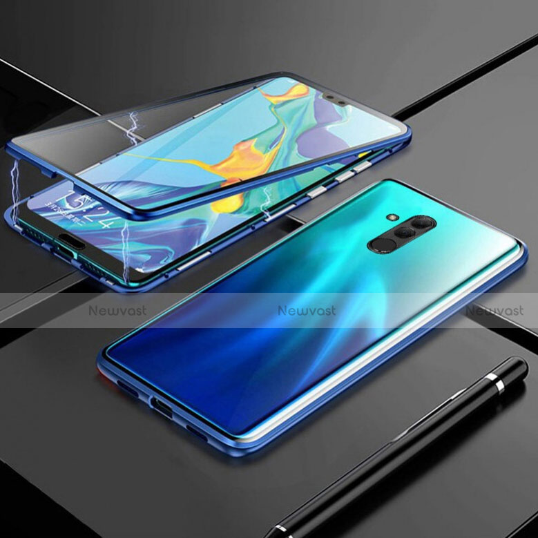 Luxury Aluminum Metal Frame Mirror Cover Case 360 Degrees T01 for Huawei Mate 20 Lite Blue