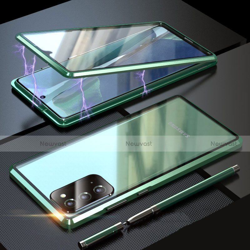 Luxury Aluminum Metal Frame Mirror Cover Case 360 Degrees T01 for Samsung Galaxy Note 20 5G Green