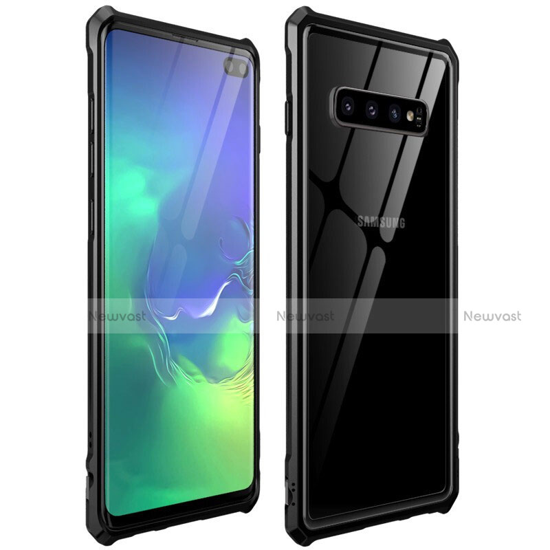 Luxury Aluminum Metal Frame Mirror Cover Case 360 Degrees T01 for Samsung Galaxy S10 Plus Black