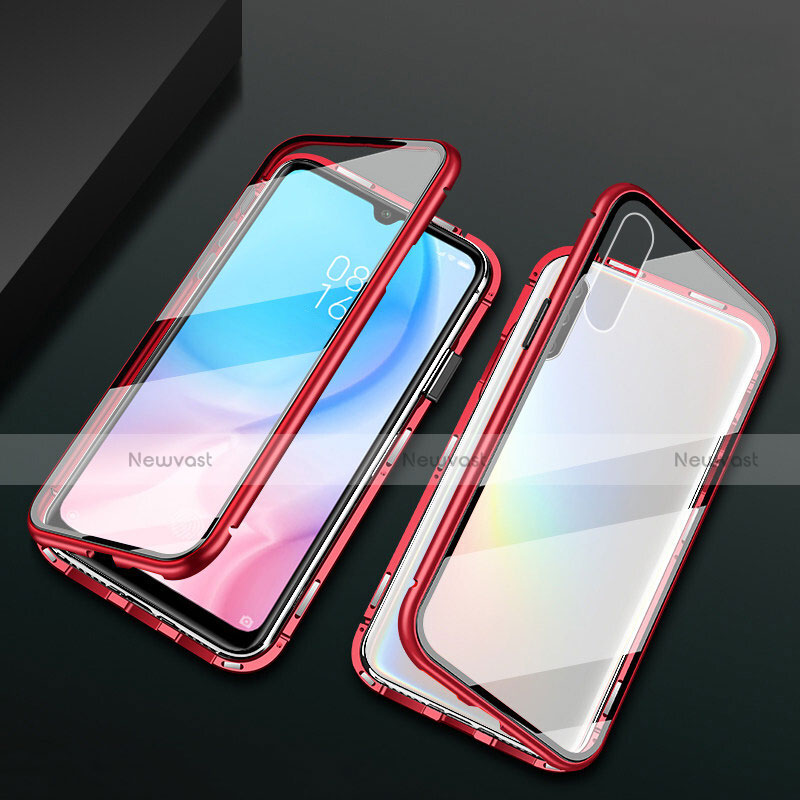 Luxury Aluminum Metal Frame Mirror Cover Case 360 Degrees T01 for Xiaomi Mi A3 Red