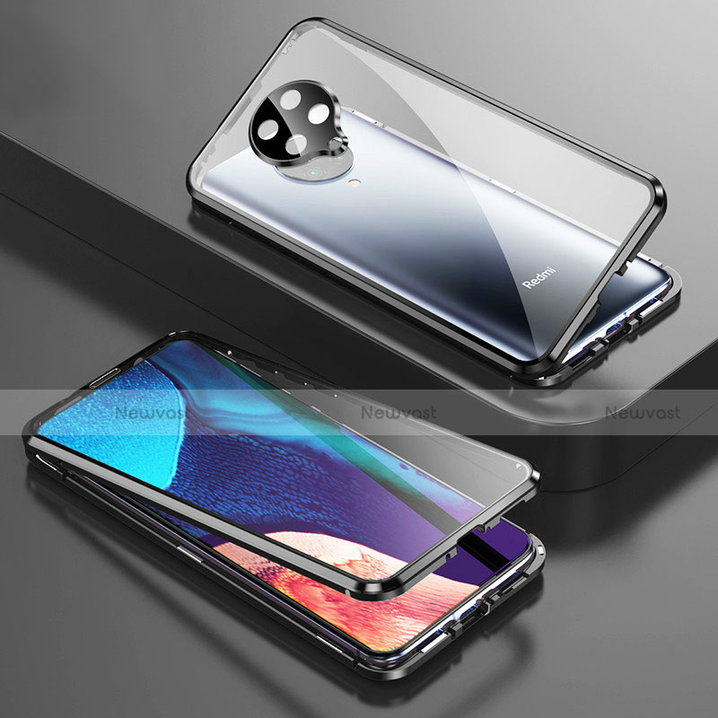 Luxury Aluminum Metal Frame Mirror Cover Case 360 Degrees T01 for Xiaomi Poco F2 Pro Black