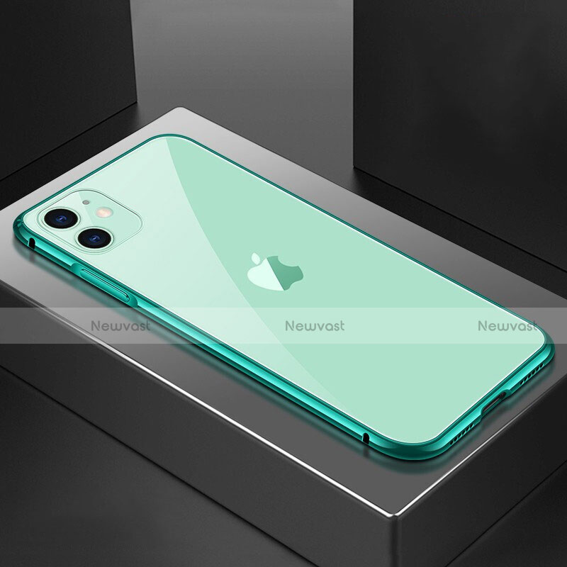 Luxury Aluminum Metal Frame Mirror Cover Case 360 Degrees T02 for Apple iPhone 11 Green
