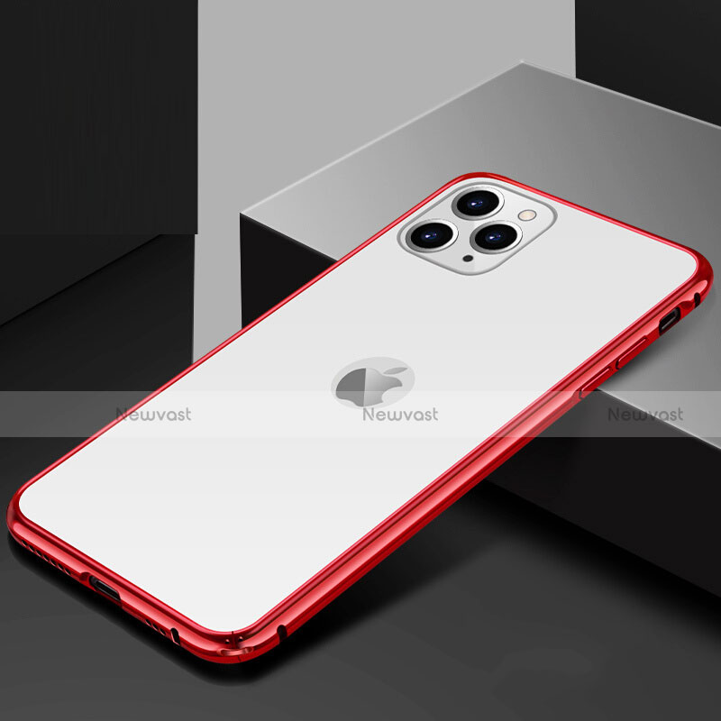 Luxury Aluminum Metal Frame Mirror Cover Case 360 Degrees T02 for Apple iPhone 11 Pro Red