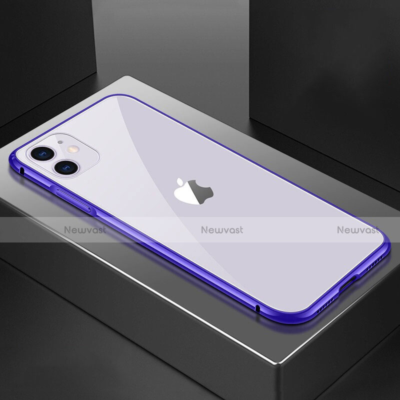 Luxury Aluminum Metal Frame Mirror Cover Case 360 Degrees T02 for Apple iPhone 11 Purple