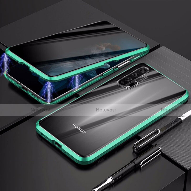 Luxury Aluminum Metal Frame Mirror Cover Case 360 Degrees T02 for Huawei Honor 20 Green