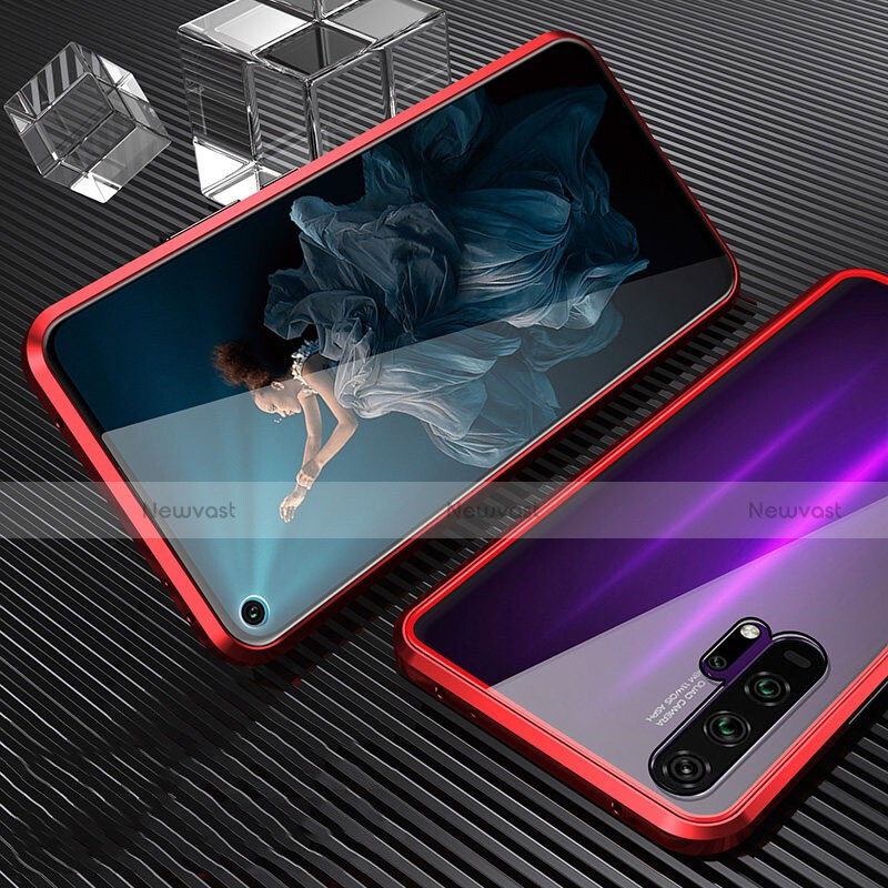 Luxury Aluminum Metal Frame Mirror Cover Case 360 Degrees T02 for Huawei Honor 20 Pro Red