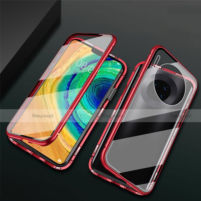 Luxury Aluminum Metal Frame Mirror Cover Case 360 Degrees T02 for Huawei Mate 30 Pro Red