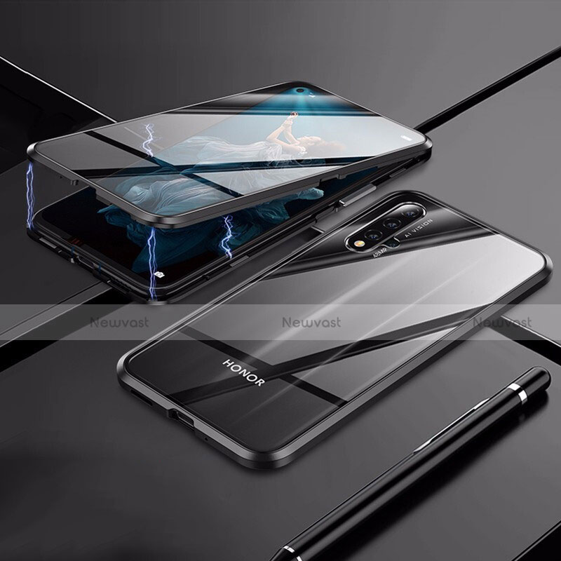 Luxury Aluminum Metal Frame Mirror Cover Case 360 Degrees T02 for Huawei Nova 5T Black