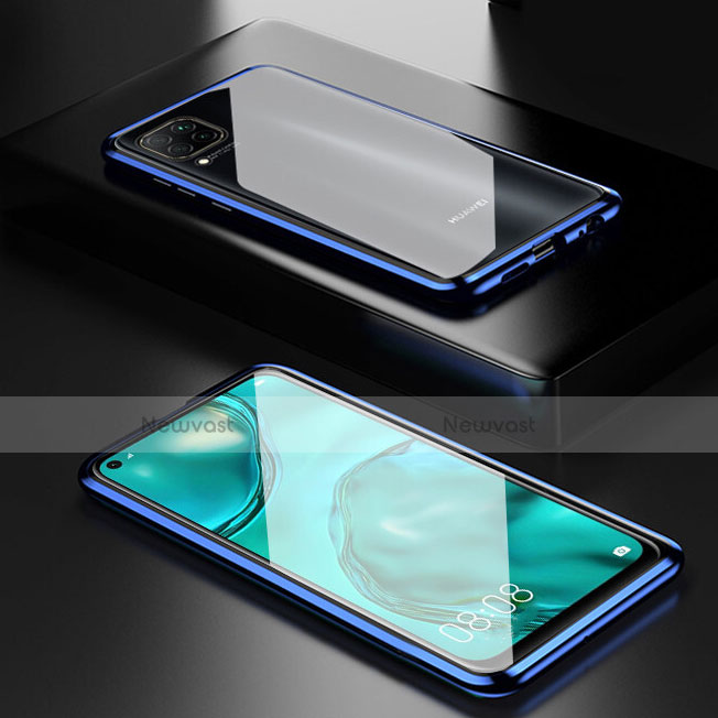 Luxury Aluminum Metal Frame Mirror Cover Case 360 Degrees T02 for Huawei Nova 7i Blue