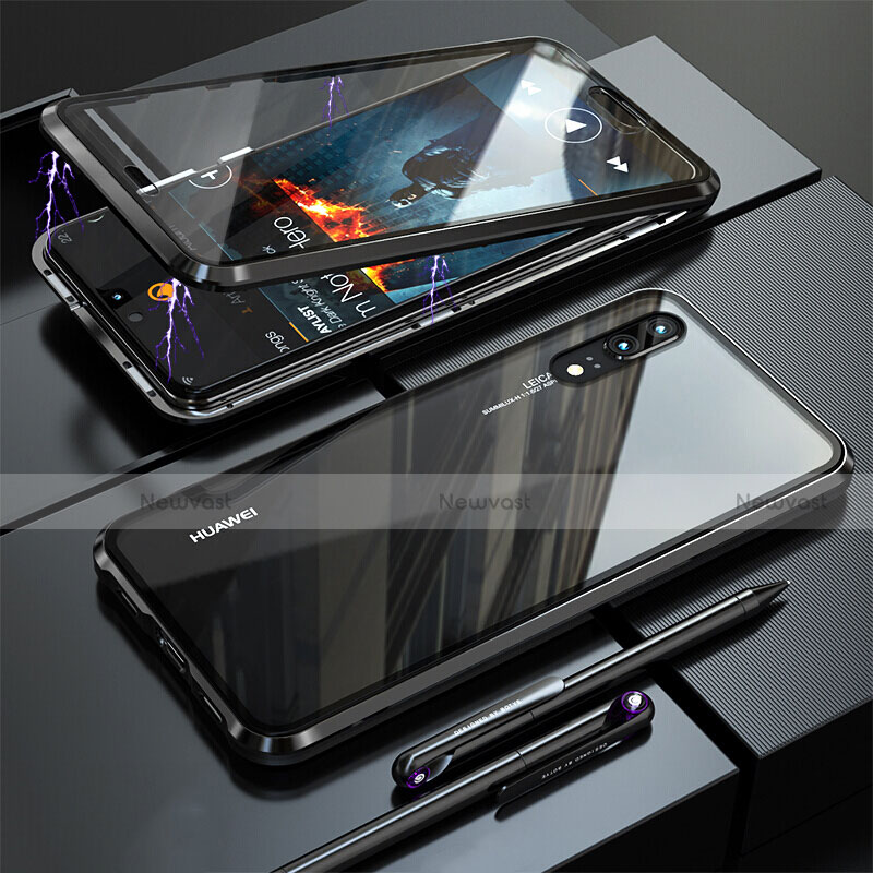 Luxury Aluminum Metal Frame Mirror Cover Case 360 Degrees T02 for Huawei P20