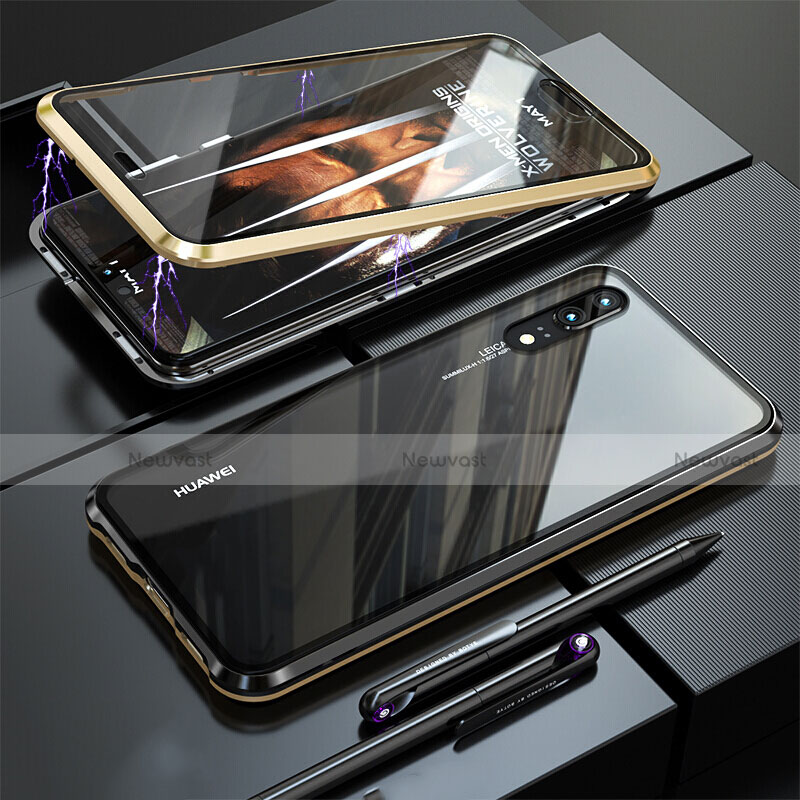 Luxury Aluminum Metal Frame Mirror Cover Case 360 Degrees T02 for Huawei P20