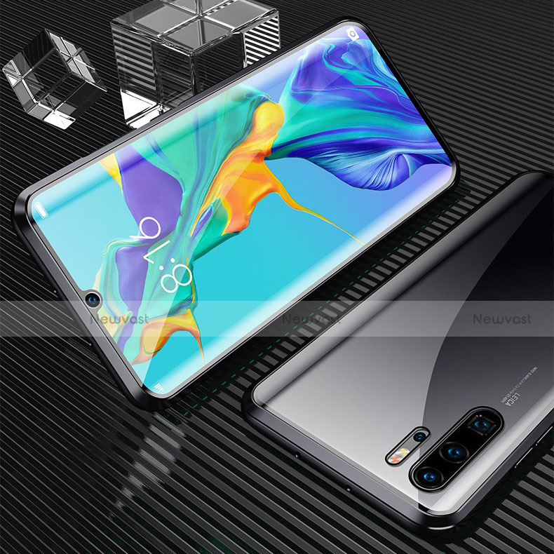 Luxury Aluminum Metal Frame Mirror Cover Case 360 Degrees T02 for Huawei P30 Pro Black