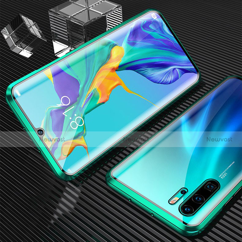 Luxury Aluminum Metal Frame Mirror Cover Case 360 Degrees T02 for Huawei P30 Pro New Edition Green