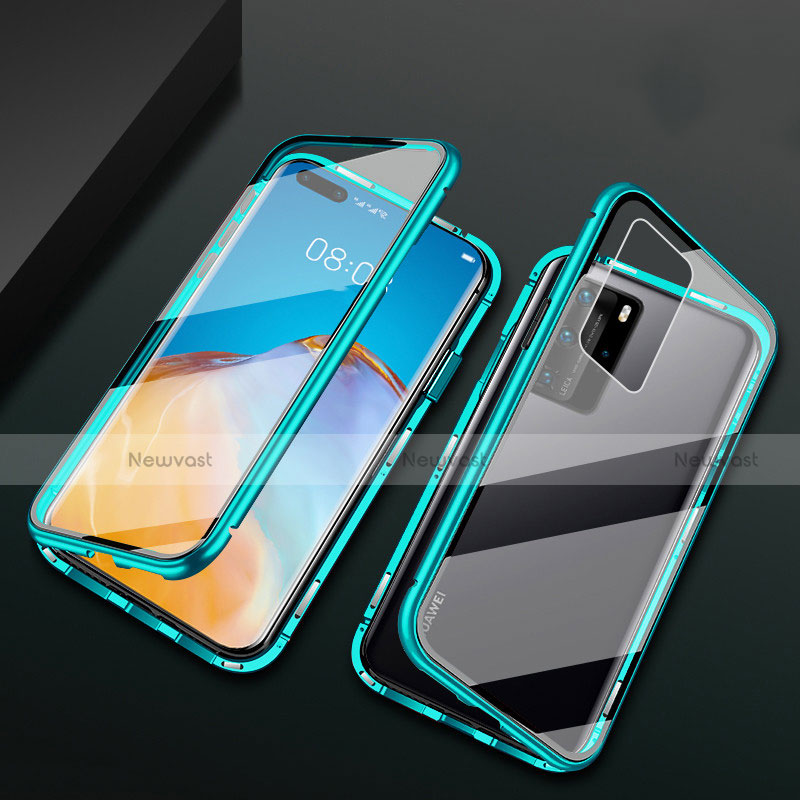 Luxury Aluminum Metal Frame Mirror Cover Case 360 Degrees T02 for Huawei P40 Pro Green