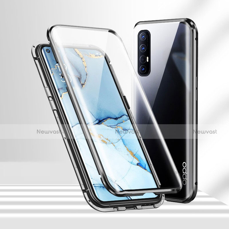 Luxury Aluminum Metal Frame Mirror Cover Case 360 Degrees T02 for Oppo Find X2 Neo