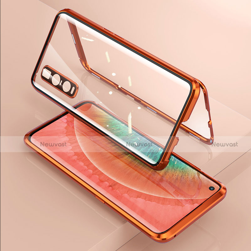 Luxury Aluminum Metal Frame Mirror Cover Case 360 Degrees T02 for Oppo Find X2 Pro