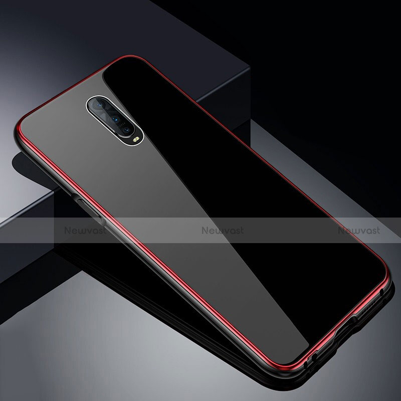 Luxury Aluminum Metal Frame Mirror Cover Case 360 Degrees T02 for Oppo R17 Pro Red
