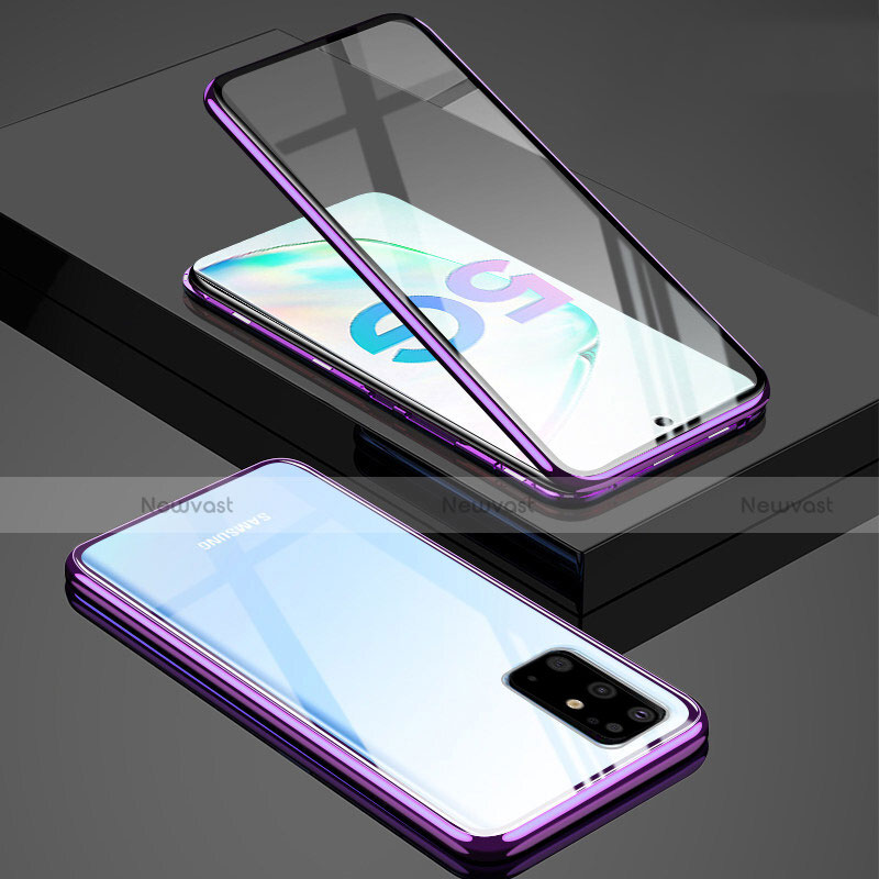Luxury Aluminum Metal Frame Mirror Cover Case 360 Degrees T02 for Samsung Galaxy S20 Plus 5G Purple