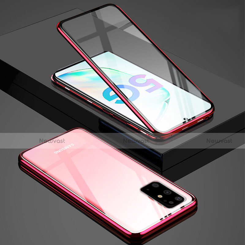 Luxury Aluminum Metal Frame Mirror Cover Case 360 Degrees T02 for Samsung Galaxy S20 Plus 5G Red