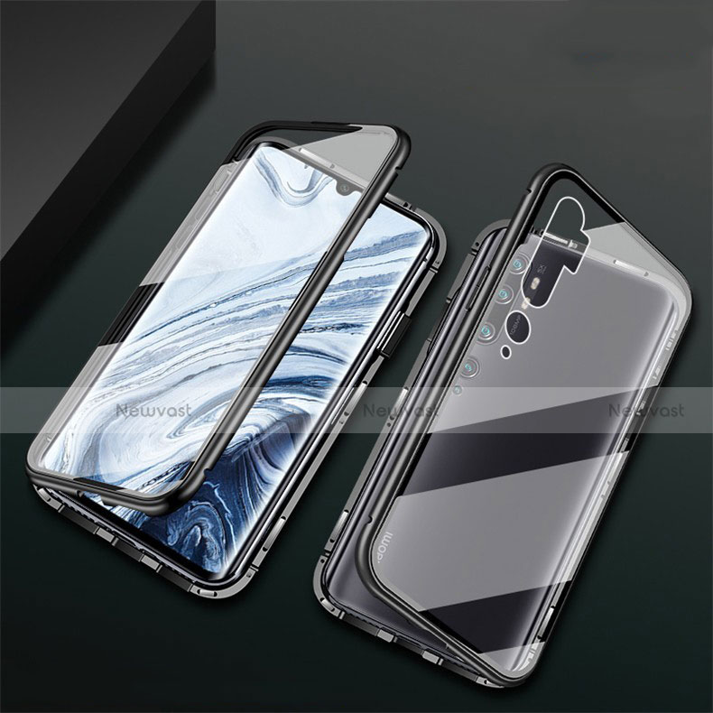 Luxury Aluminum Metal Frame Mirror Cover Case 360 Degrees T02 for Xiaomi Mi Note 10 Black