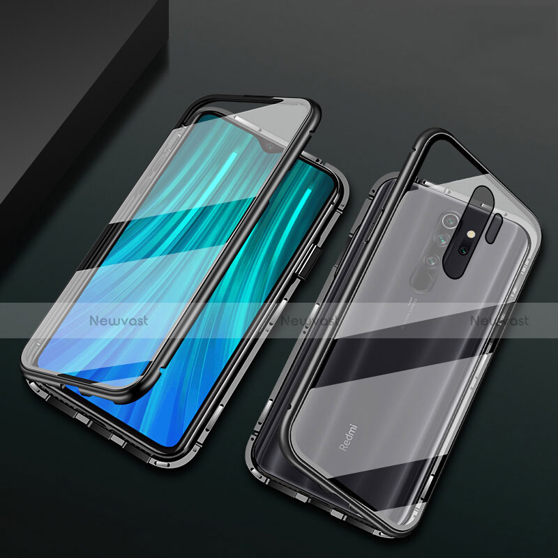 Luxury Aluminum Metal Frame Mirror Cover Case 360 Degrees T02 for Xiaomi Redmi Note 8 Pro Black