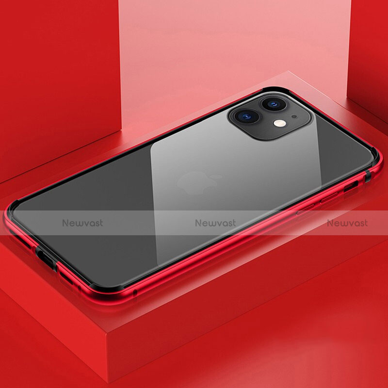 Luxury Aluminum Metal Frame Mirror Cover Case 360 Degrees T03 for Apple iPhone 11 Red