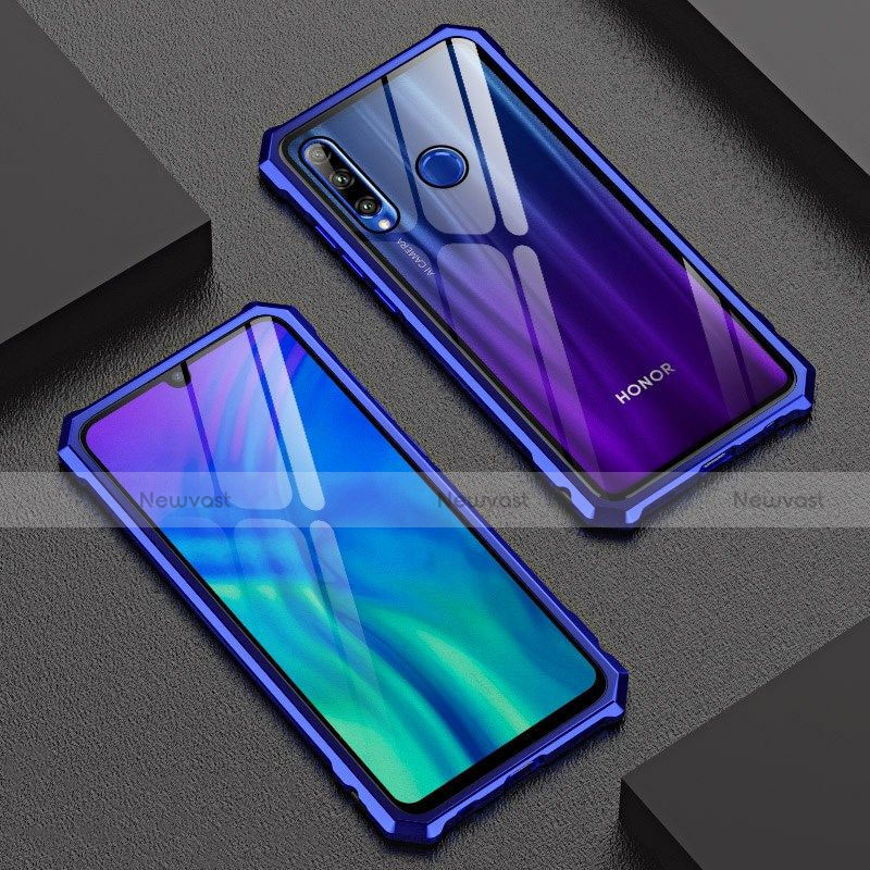 Luxury Aluminum Metal Frame Mirror Cover Case 360 Degrees T03 for Huawei Honor 20 Lite Blue