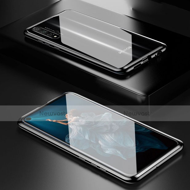 Luxury Aluminum Metal Frame Mirror Cover Case 360 Degrees T03 for Huawei Honor 20S Black