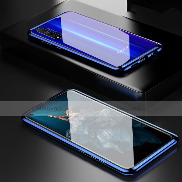 Luxury Aluminum Metal Frame Mirror Cover Case 360 Degrees T03 for Huawei Honor 20S Blue