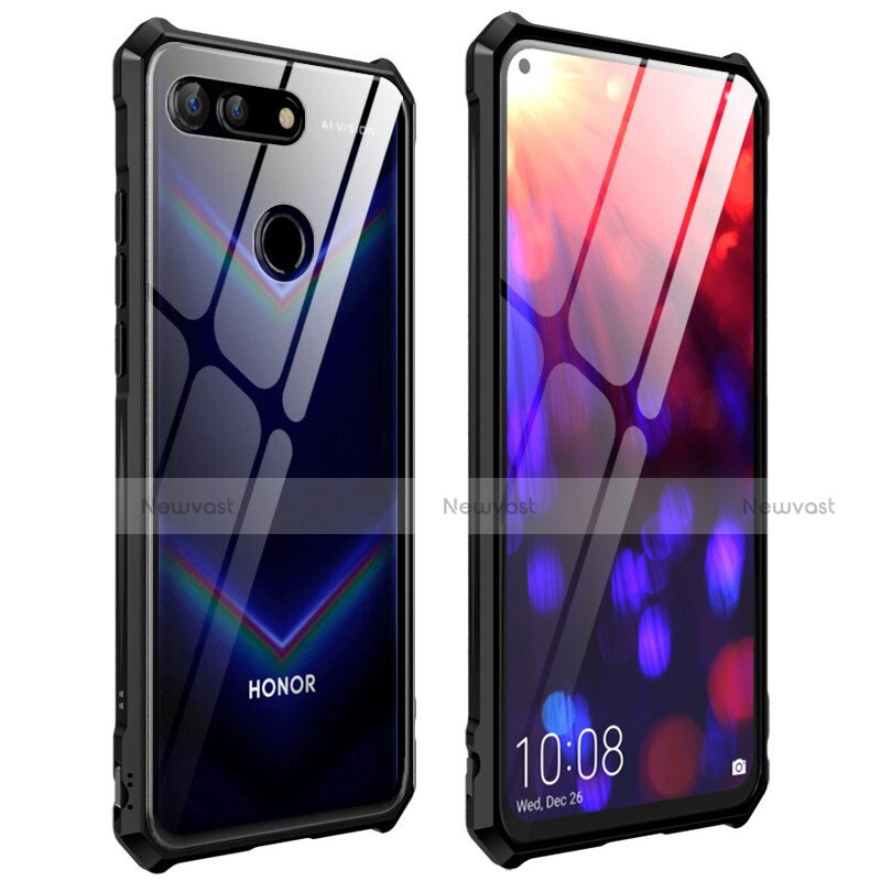 Luxury Aluminum Metal Frame Mirror Cover Case 360 Degrees T03 for Huawei Honor View 20 Black